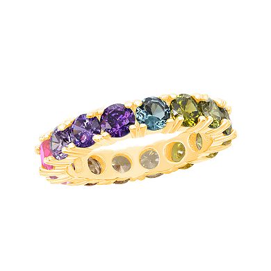 Argento Bella Sterling Silver Colorful Cubic Zirconia Eternity Ring