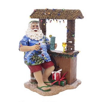 Kurt Adler 11 in Fabriche Beach Santa Sitting At Tiki Bar