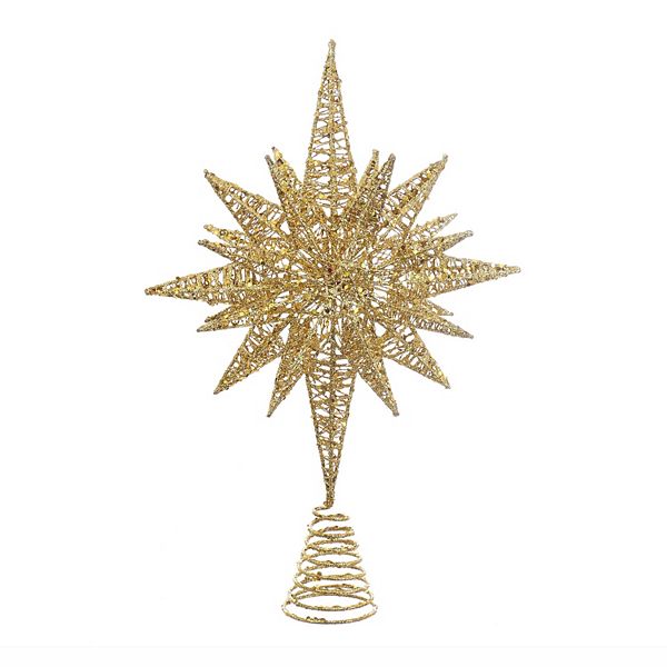 Kurt Adler Gold Glitter Wire 3-D Star Treetop