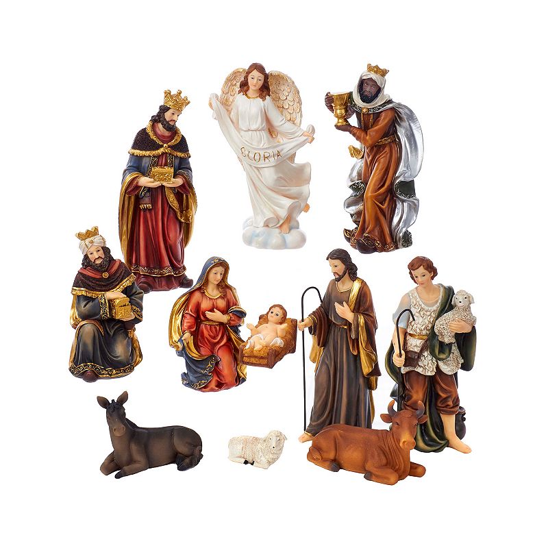 Kurt Adler 8.5-in. Nativity Table Decor 11-Piece Set, Multicolor