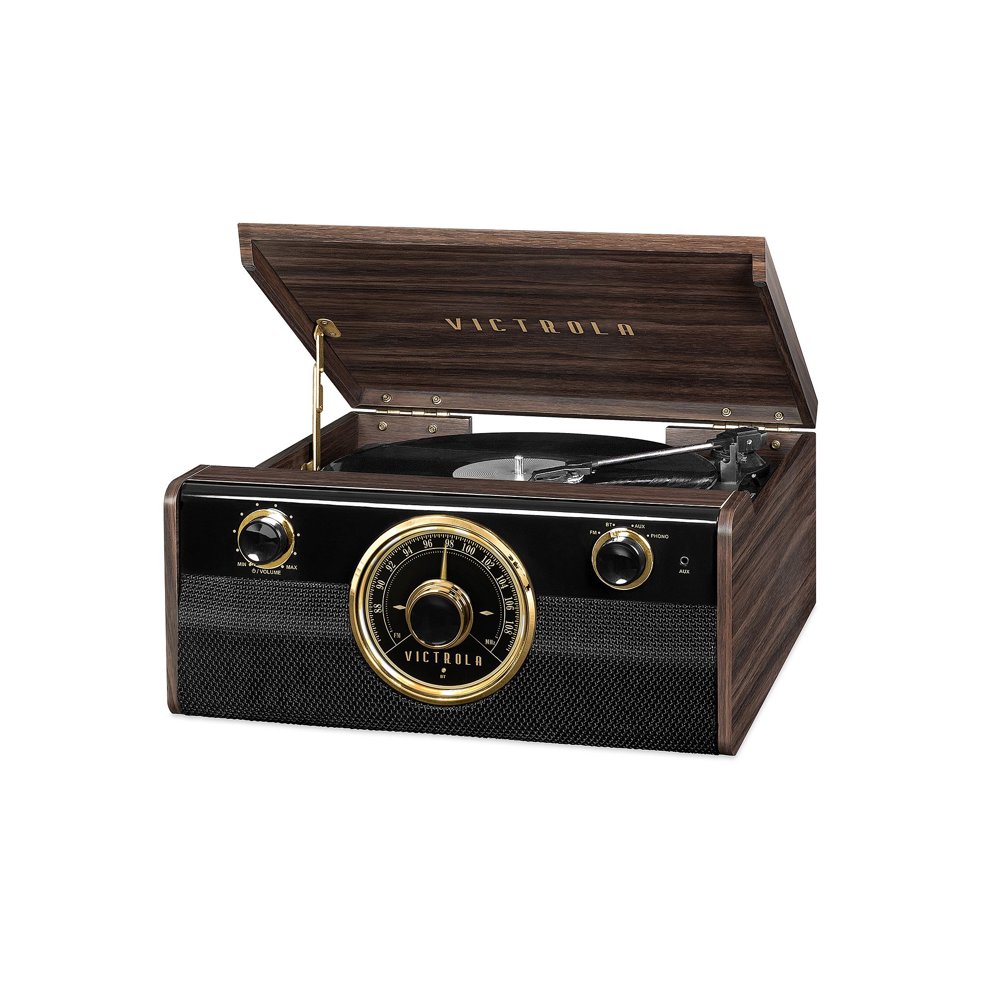 Victrola Wood Bluetooth Mid Century Record Player with 3-speed Turntable & 