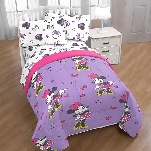 Minnie Mouse Purple Love Bedding Set, Minnie Bedding Set Twin