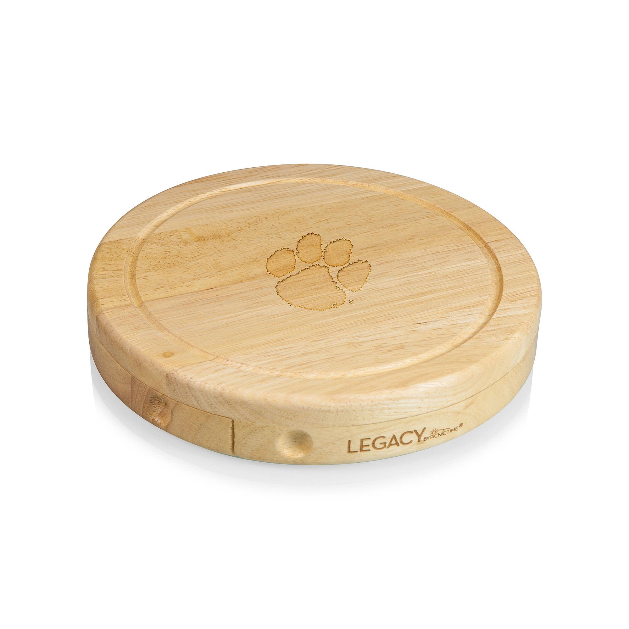 Clemson Tigers Brie Cheese Cutting Board Set, Brown