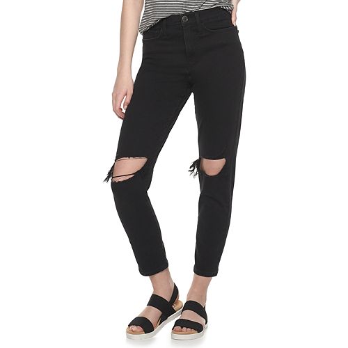 black distressed mom jeans
