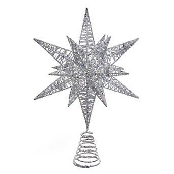 Kurt Adler Silver Glitter Wire 3-D Star Treetop