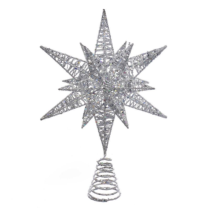 Kurt Adler Silver Glitter Wire 3-D Star Treetop