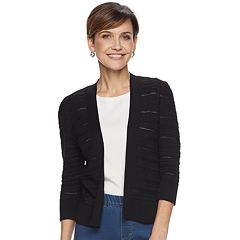 Women's Croft & Barrow® Pointelle Open-Front Crop Cardigan