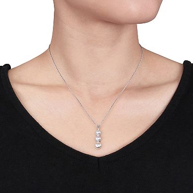 Stella Grace Sterling Silver Freshwater Cultured Pearl & Diamond Accent Pendant Necklace