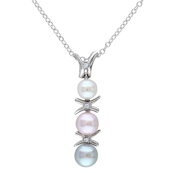 Bague Fantaisie En Argent Sterling Avec Perle Teintée Et Accents - Taille 10, Occasion