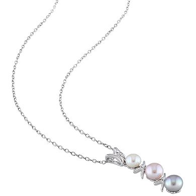 Stella Grace Sterling Silver Dyed Freshwater Cultured Pearl & Diamond Accent Pendant