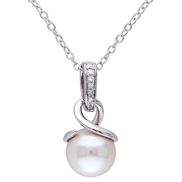 Stella Grace Sterling Silver Freshwater Cultured Pearl & Diamond Accent ...