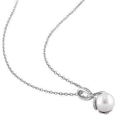 Stella Grace Sterling Silver Freshwater Cultured Pearl & Diamond Accent Pendant