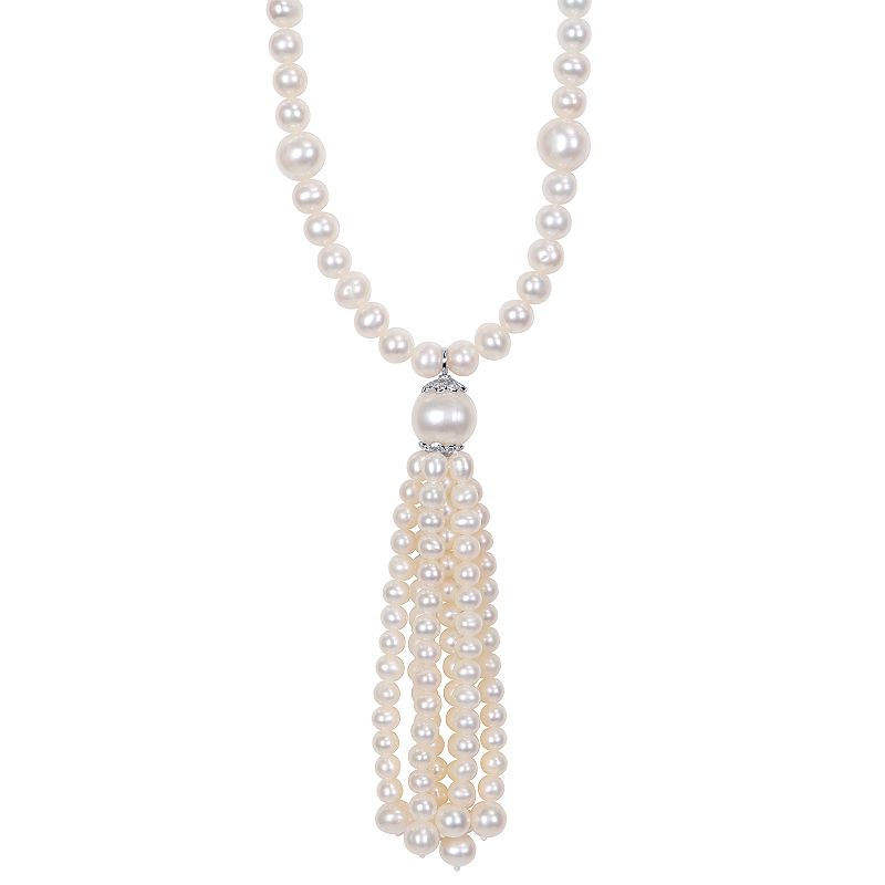 Stella Grace Sterling Silver Freshwater Cultured Pearl Tassel Necklace, Wo