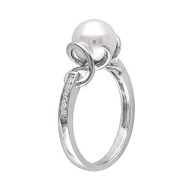 Stella Grace Sterling Silver Freshwater Cultured Pearl & Diamond Accent Ring