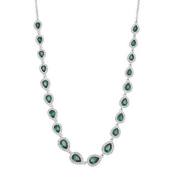 You're Invited Rose Gold Tone Simulated Stone & Pearl Teardrop Collar Necklace