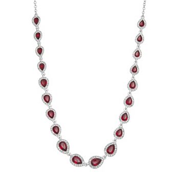 You're Invited Rose Gold Tone Simulated Stone & Pearl Teardrop Collar Necklace