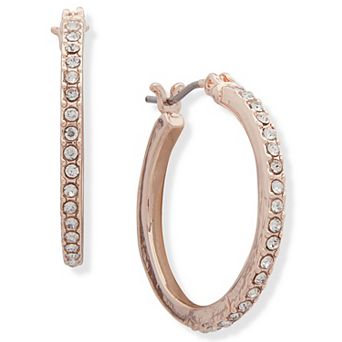You're Invited Rose Gold Tone Crystal Pave Hoop Earrings