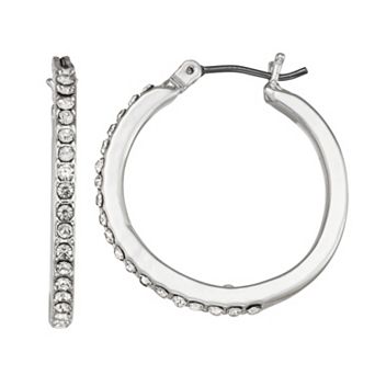 You're Invited Rose Gold Tone Crystal Pave Hoop Earrings
