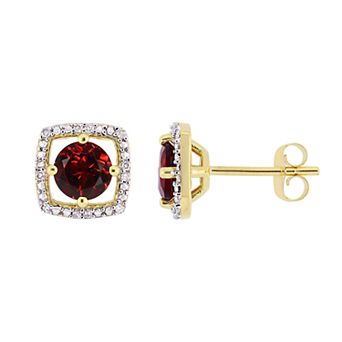 Stella Grace 10K Gold Gemstone & Diamond Accent Frame Earrings