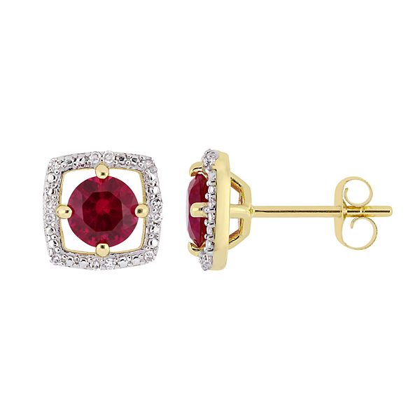 Stella Grace 10K Gold Gemstone & Diamond Accent Frame Earrings