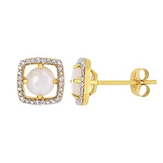 Stella Grace 10K Gold Gemstone & Diamond Accent Frame Earrings