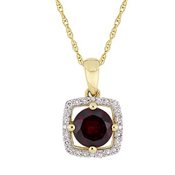 Stella Grace 10K Gold Gemstone & 1/10 ct T.W. Diamond Frame Pendant Necklace
