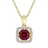 Stella Grace 10K Gold Gemstone & 1/10 ct. T.W. Diamond Frame Pendant Necklace