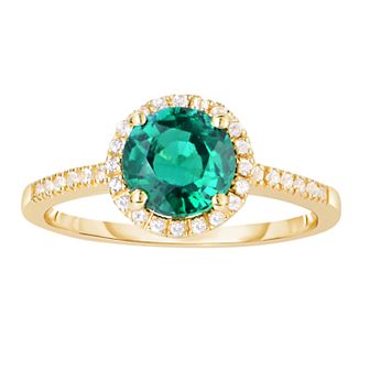 Oro Leoni 10k Gold Lab-Created Emerald & White Topaz Halo Ring
