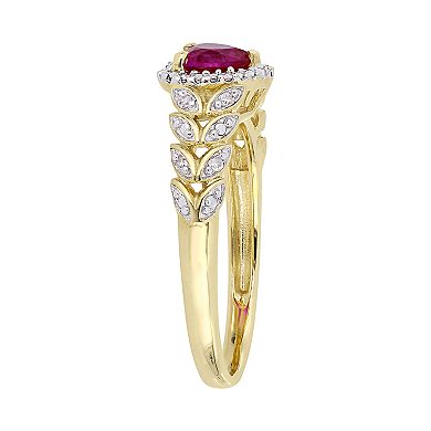 Stella Grace 10K Gold Heart Gemstone & Diamond Accent Ring