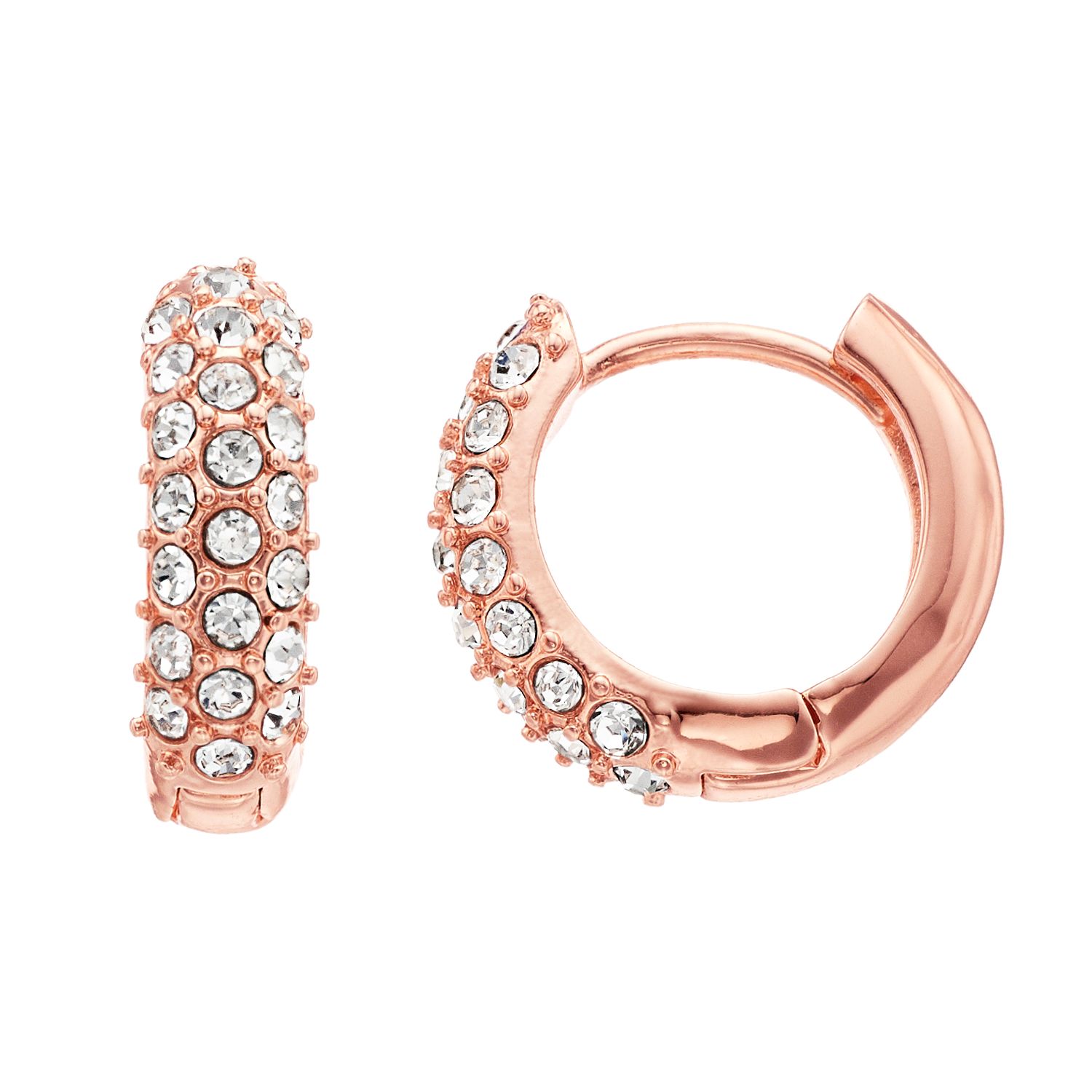 18K Rose Gold Filled Aqua Crystal Square Hoop Huggie Earrings - Stunning Fashion Jewelry