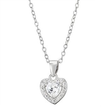 Junior Jewels Kids' Sterling Silver Simulated Birthstone Heart Pendant Necklace