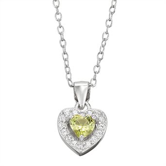 Junior Jewels Kids' Sterling Silver Simulated Birthstone Heart Pendant Necklace