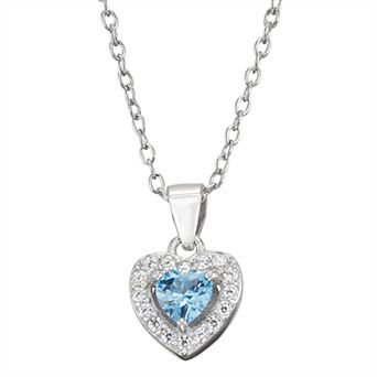 Junior Jewels Kids' Sterling Silver Simulated Birthstone Heart Pendant Necklace