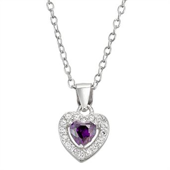 Junior Jewels Kids' Sterling Silver Simulated Birthstone Heart Pendant Necklace