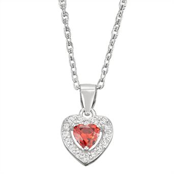 Junior Jewels Kids' Sterling Silver Simulated Birthstone Heart Pendant Necklace