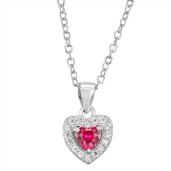 Junior Jewels Kids' Sterling Silver Simulated Birthstone Heart Pendant Necklace