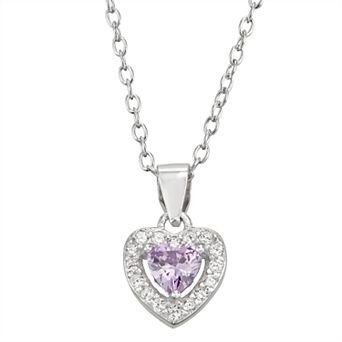 Junior Jewels Kids' Sterling Silver Simulated Birthstone Heart Pendant Necklace