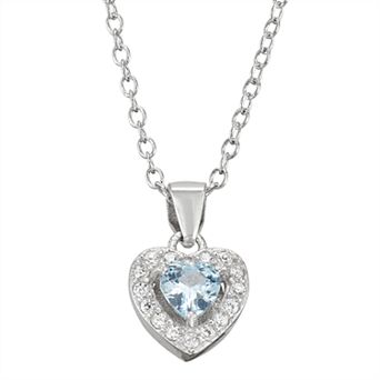 Junior Jewels Kids' Sterling Silver Simulated Birthstone Heart Pendant Necklace