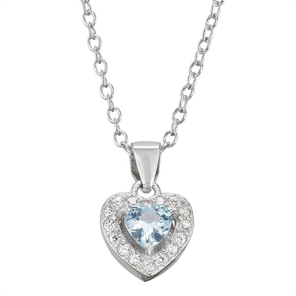 Junior Jewels Kids' Sterling Silver Simulated Birthstone Heart Pendant ...