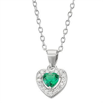 Junior Jewels Kids' Sterling Silver Simulated Birthstone Heart Pendant Necklace