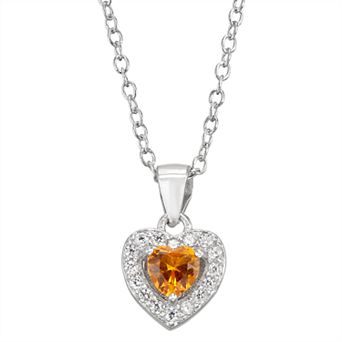 Junior Jewels Kids' Sterling Silver Simulated Birthstone Heart Pendant Necklace