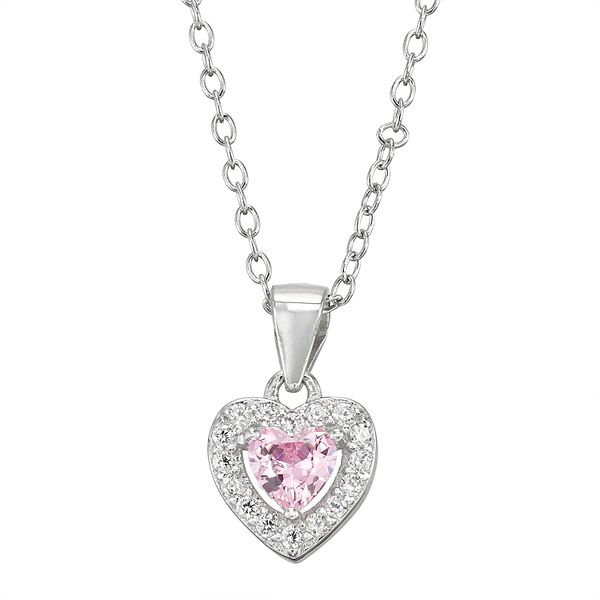 Junior Jewels Kids' Sterling Silver Simulated Birthstone Heart Pendant ...