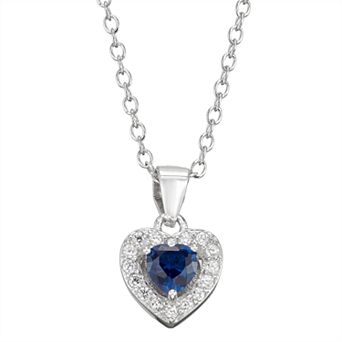 Junior Jewels Kids' Sterling Silver Simulated Birthstone Heart Pendant Necklace
