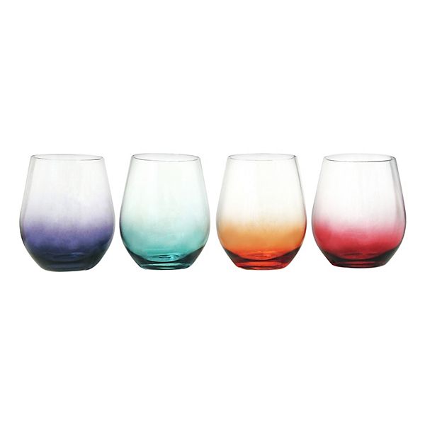 Coral Wine glass Stemless Acrylic *** Set of 6 Glasses *** 16oz