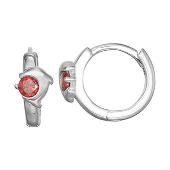 Junior Jewels Kids' Sterling Silver Cubic Zirconia Dolphin Huggie Hoop Earrings