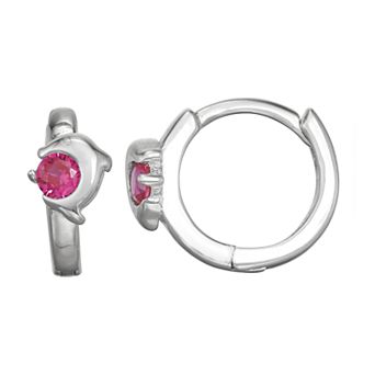 Junior Jewels Kids' Sterling Silver Cubic Zirconia Dolphin Huggie Hoop Earrings