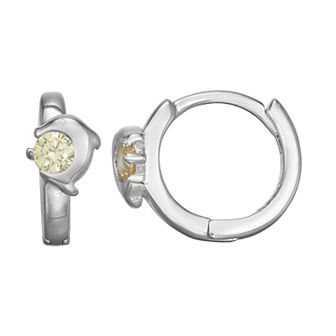 Junior Jewels Kids' Sterling Silver Cubic Zirconia Dolphin Huggie Hoop Earrings