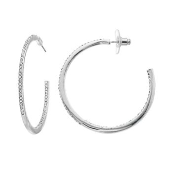 You're Invited ... Silver-Tone Pave Hoop Earrings