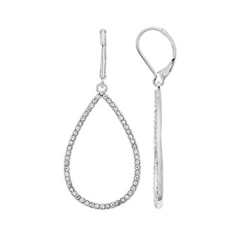 You're Invited… Silver Tone Simulated Stone Teardrop Hoop Earrings