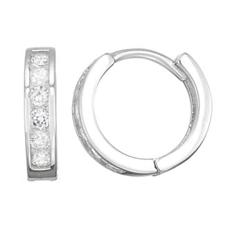 Junior Jewels Kids' Sterling Silver Simulated Birthstone Huggie Hoop Earrings